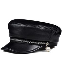 ~皮皮創~英倫風復古真皮帽子百搭個性中性帥氣時尚英倫風龐克重機小羊皮重工刺繡菱格紋鴨舌帽真皮棒球帽 歷史價格詳細信息