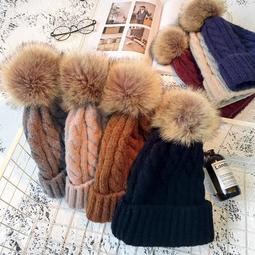 韓版針織毛線帽 毛線老帽 毛球針織帽 時尚 氣質 保暖 狐貍毛球 毛線帽GH02 歷史價格詳細信息