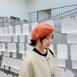 100%羊毛呢貝雷帽女秋冬高品質日系立體簡約棕咖色時髦大頭畫家帽 歷史價格詳細信息