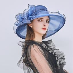 夏天遮陽大簷禮帽女法式復古珍珠鏈條平頂帽休閒時尚百搭草帽 歷史價格詳細信息