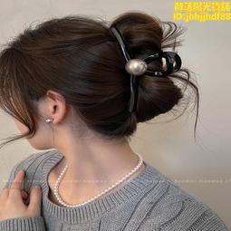 黑色珍珠抓夾女2024新款絲絨高級感大號髮夾後腦勺早春鯊魚夾頭飾 歷史價格詳細信息