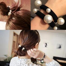 氣質小香風多珍珠 彈力髮束 銀蔥釘珠髮圈 歷史價格詳細信息