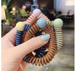 電話線髮圈女韓國無痕簡約髮圈網紅扎頭髮橡皮筋高彈力不勒發頭繩 歷史價格詳細信息