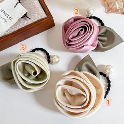 {朵朵韓飾} C1721 韓國直送(正韓)-法式氣質粉色玫瑰花朵珍珠蝴蝶結飄帶大腸圈髮束 歷史價格詳細信息