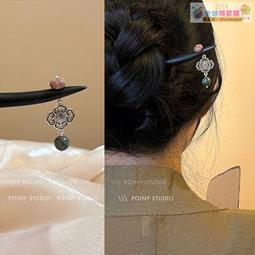 原創新中式髮簪古風漢服旗袍黑檀木盤髮簪子復古紫水晶木簪氣質 歷史價格詳細信息