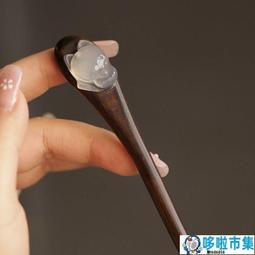 白玉小狐貍 古風木質簪子頭飾發簪漢FU盤發檀木木簪釹 歷史價格詳細信息