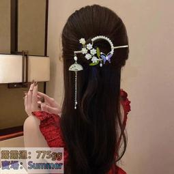 鈴蘭花流蘇盤發抓夾 後腦勺古風鯊魚夾 髮夾子 女 髮卡 花朵發抓 頭飾 髮飾 女生配件 歷史價格詳細信息