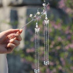 台灣現貨【古風發簪】【新中式髮飾】木簪燒藍流蘇頭飾丸子頭髮飾盤發紅色旗袍配飾國風經典茶服髮簪女  露天市集  全台最大的 歷史價格詳細信息