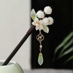 手工鈴蘭古風發簪漢服頭飾旗袍盤髮古典簪子木簪步搖髮飾流蘇髮釵 歷史價格詳細信息