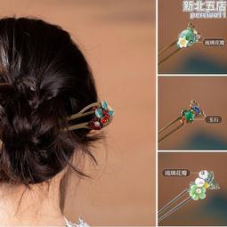 u型髮簪盤發頭飾 唐風大花朵簪子女古風布藝髮釵漢服髮飾後腦勺 歷史價格詳細信息