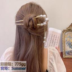 高級感珍珠u型發簪女 2024新款古風發釵 后腦勺 新中式盤發 簪子 頭飾 歷史價格詳細信息