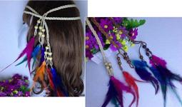 羽毛來福，H898髮帶頭飾吉普賽民族風流蘇手工製作孔雀羽毛髮飾髮帶髮圈頭飾，售價199元 歷史價格詳細信息