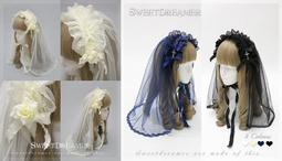 代購 洋娃娃荷葉花邊頭飾頭紗 韓式新娘復古洛可可冥後之影 水鑽十字架蕾絲蝴蝶結披紗Lolita髮帶  白黑淺黃藍 Got 價格比較,價格查詢,歷史價格詳細信息