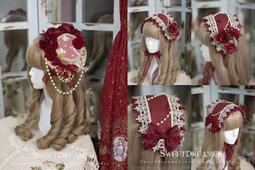 代購 洋娃娃荷葉花邊頭飾頭紗 韓式新娘復古洛可可冥後之影 水鑽十字架蕾絲蝴蝶結披紗Lolita髮帶  白黑淺黃藍 Got 歷史價格詳細信息