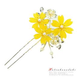 髪飾り 浴衣 夏祭り 花火大会 成人式 振袖 袴 豪華3点套組 花 黄色 白 歷史價格詳細信息