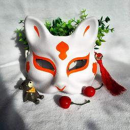 現貨在台 貓熊繽雰 風魔忍者貓面頭飾面具京都古裝 寶藍色和風手繪面具 COS 舞臺表演和服漢服拍照面具 手繪狐狸精美面具 歷史價格詳細信息