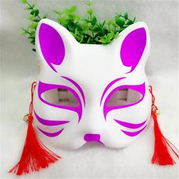 現貨在台 貓熊繽雰 風起雲紋手工製作頭飾面具京都古裝 天藍色日式和風手繪狐狸面具漢服拍攝道具快手直播道具半臉男女妖狐面具 歷史價格詳細信息