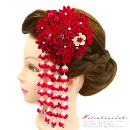 髪飾り つまみ細工 七五三 3点セット 飾り大 飾り小 鈴付き藤下がり 歷史價格詳細信息