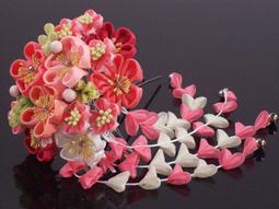 髪飾り つまみ細工 七五三 3点セット 飾り大 飾り小 鈴付き藤下がり 歷史價格詳細信息