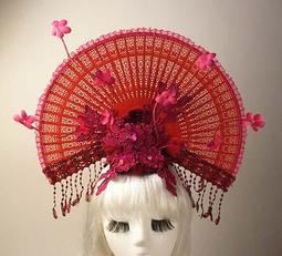 舞臺夸張模特走秀彩妝攝影配飾拼色發飾成人演出頭飾內衣秀頭花 歷史價格詳細信息
