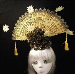 舞臺夸張模特走秀彩妝攝影配飾拼色發飾成人演出頭飾內衣秀頭花 歷史價格詳細信息