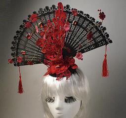 舞臺夸張模特走秀彩妝攝影配飾拼色發飾成人演出頭飾內衣秀頭花 歷史價格詳細信息