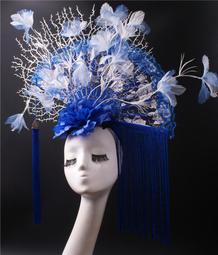 舞臺夸張模特走秀彩妝攝影配飾拼色發飾成人演出頭飾內衣秀頭花 歷史價格詳細信息