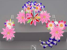 【 髪飾り 3点セット】つまみ細工 753 パッチンどめ ちりめん 東京都伝統工芸マーク【成人式 歷史價格詳細信息