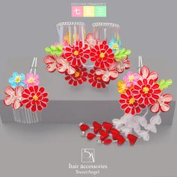 3点セットつまみ細工 髪飾り　勝山セット (紅/粉 2款) 歷史價格詳細信息