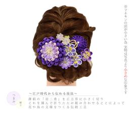 3点セット こども用 手作り ちりめん髪飾りと簪(かんざし)セット「水色摘み藤に白の蝶、銀ビラ付き 歷史價格詳細信息