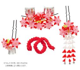 【 髪飾り 3点セット】つまみ細工 753 パッチンどめ ちりめん 東京都伝統工芸マーク【成人式 歷史價格詳細信息