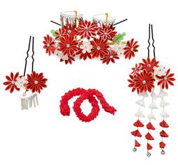 日本髪 3点セット 「菊」 つまみ髪飾り つまみ細工  日本髪用 歷史價格詳細信息