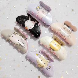 韓版大號愛心醋酸抓夾黑白格簡約鯊魚夾碎花撞色盤發抓星空發夾女 歷史價格詳細信息