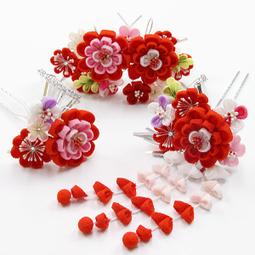 【 髪飾り 3点セット】つまみ細工 753 パッチンどめ ちりめん 東京都伝統工芸マーク【成人式 歷史價格詳細信息