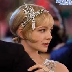 了不起的蓋茨比銀色髮箍髮圈繫帶頭飾新娘飾品舞臺手錬配飾 歷史價格詳細信息