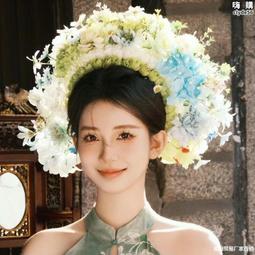 仿簪花圍漢服絹花頭飾簪花髮飾民族風拍攝寫真花朵發箍女花環 歷史價格詳細信息