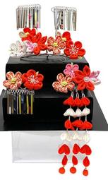 【 髪飾り 3点セット】つまみ細工 753 パッチンどめ ちりめん 東京都伝統工芸マーク【成人式 歷史價格詳細信息