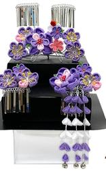 【 髪飾り 3点セット】つまみ細工 753 パッチンどめ ちりめん 東京都伝統工芸マーク【成人式 歷史價格詳細信息