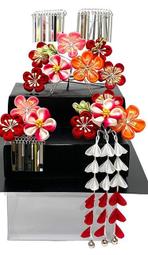 【 髪飾り 3点セット】つまみ細工 753 パッチンどめ ちりめん 東京都伝統工芸マーク【成人式 歷史價格詳細信息