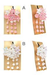 豪華つまみ細工 ちりめん 髪飾り  3点飾り 勝山セット「紅白オレンジ系、梅」TKK985 歷史價格詳細信息