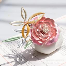 漢服髮飾赤丹花琉璃髮簪結婚原創髮釵梳子民族風國風保色婚嫁頭飾 歷史價格詳細信息