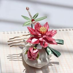 台灣現貨『新品』纏花髮梳金邊牡丹花珍珠古風漢服配飾 春仔花髮飾頭成品秀禾服頭飾  露天市集  全台最大的網路購物市集 歷史價格詳細信息