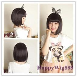 *送髮網*頂級高溫絲可燙!齊劉海鮑伯頭~可愛BOBO超萌短髮 全頂假髮 8807 歷史價格詳細信息