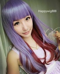 紫色假髮女長髮全頭套中分八字瀏海長直髮顯白rose淺色假髮套 歷史價格詳細信息