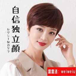 假髮女短髮圓臉修臉全真人發假髮套頭套式女士假髮短髮真人髮絲 歷史價格詳細信息