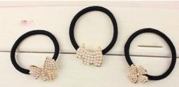 【雜貨店】珍珠髮圈繩 珍珠閃亮點鑽髮圈 頭飾 黑色珍珠髮圈 10條29元 歷史價格詳細信息
