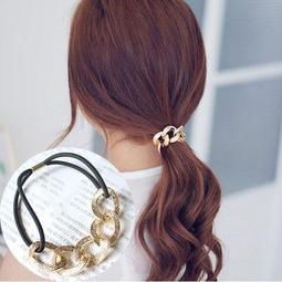 鍊條髮圈 韓版個性金屬質感扣環髮圈 扎頭髮橡皮筋髮繩 小清新 綁馬尾髮束 鏈條髮圈 大腸圈 髮圈韓國 時尚髮飾 造型頭飾 歷史價格詳細信息