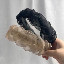 麻花辮法式髮箍女高級感鑲鑽韓國氣質歐根紗新款2023年髮箍女洗臉 歷史價格詳細信息