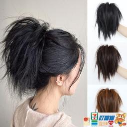 仿真假髮 雞毛毽子頭抓夾假發發圈丸子頭假發髻盤發辣妹鯊魚夾假發包雞窩頭 歷史價格詳細信息