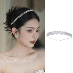 新娘頭飾時尚氣質水鉆鋯石超閃蝴蝶蜻蜓發箍頸鏈兩用耳夾結婚發飾 歷史價格詳細信息